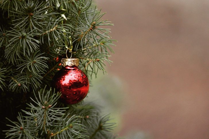 Kerstboom met een Rode Kerstbal